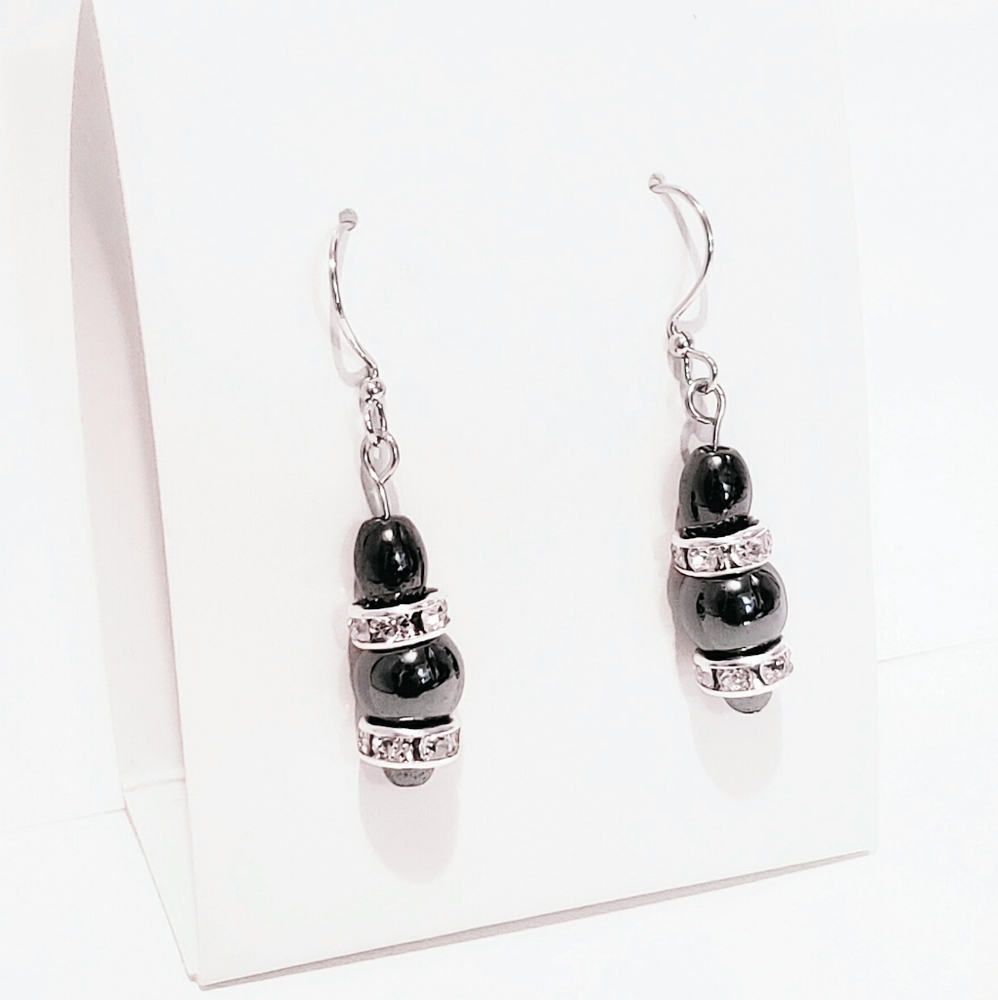 N. Hematite French Hook Earrings